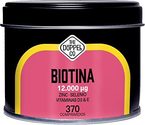 Biotina 12000 mcg - 370 Giorni alla Massima Dose per la Crescita Capelli - Biotina, Zinco, Selenio, Vitamina D3 e Vitamina E - Biotina Capelli, Pelle e Unghie - Prodotto in Europa