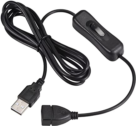 YOKIVE Câble USB avec Interrupteur Marche/Arrêt Noir 2M / 6,56 Pieds | Rallonge Mâle vers Femelle, Usure Réduite, Idéal pour Maison Studio Bureau