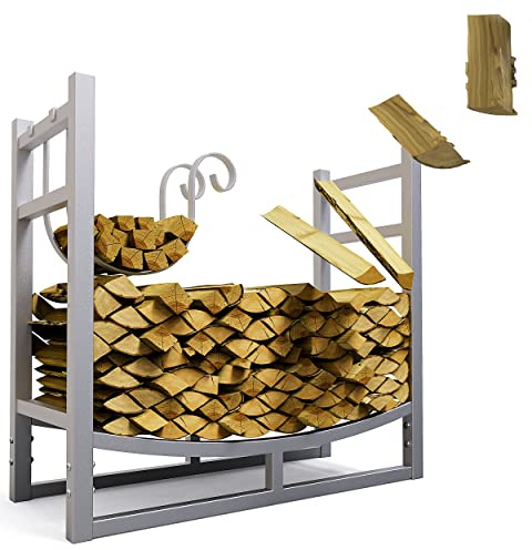 LAWA Living and Lifestyle Kaminholzregal Metall 84x33x76 innen I außen | VERZINKT Ablage für Anzündholz Brennholz Feuerholz Wohnzimmer Stapelhilfe Holz Kaminholzständer