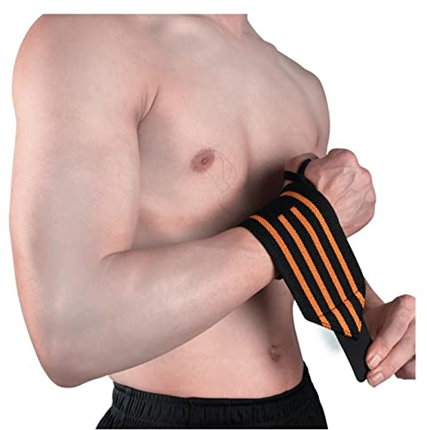 EBSBAG 1 Paar Handschlaufen Sporthalle Krafttraining Handgelenkschützer Gewichtheber Handgelenkschützer Kompressionsmanschette Handschlaufen (Color : Orange, Size : 2pcs)