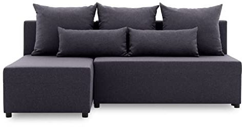 Ecksofa NOBU mit schlaffunktion - Funktionelles Design - Auswahl an Farben - Bettkasten - Rückenkissen - dekorative Kissen (LUX 06)