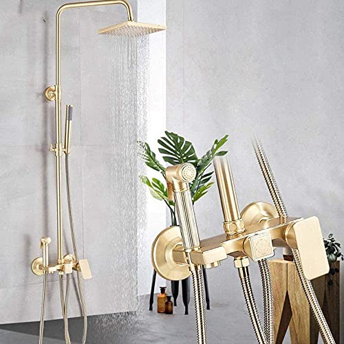 Duschset aus gebürstetem Gold, Badewanne, Duschmischer, Wasserhahn, Regendusche, Bidet-Kopf, Unterputz-Regendusche, Wasserhahn aus Messing Decoration