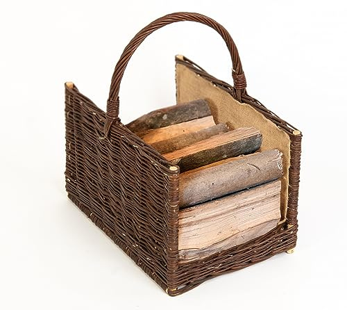 Westmann Kaminholzkorb Olga | 34x50x21 cm Rattan | Weidenkorb & Brennholzkorb zum Verstauen von Feuerholz