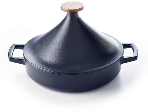 Alva Nori Enameled Cast Iron Tagine, 3-Quart Moroccan Cooking Pot with Self-Basting Lid, No Seasoning Required, Oven & Induction Safe to 500°F, for Braises, Stews & Roasted Vegetables
