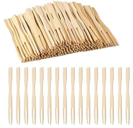 200Pcs Wooden Fruit Forks,Mini Two Prongs Wooden Cocktail Fork,Disposable WoodenCocktail Forks Natural Two Claw Disposable FruitForks Suitable Perfect for BanquetParties,FoodCatering,Buffets