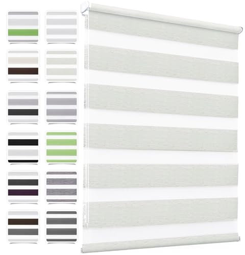 MupFup Doppelrollo Klemmfix ohne Bohren 80x120cm(BxH) Holzlook Buche,Rollo mit Lichtdurchlässig und Verdunkelnd/Höhe Stufenlos Verstellbar für Schlafzimmer,Badezimmer,Wohnzimmer Fenster und Tür