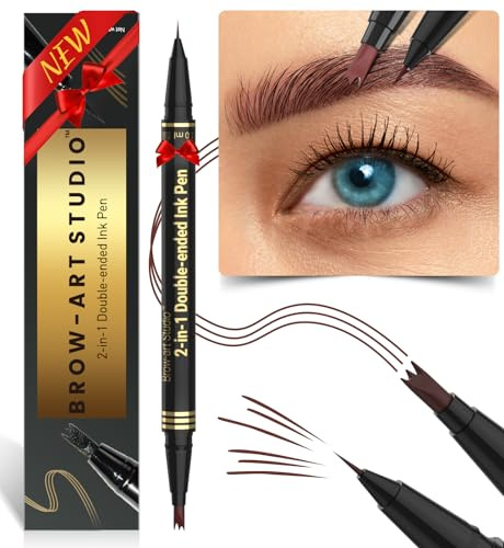 iMethod Microblading Augenbrauenstift - Eyebrow Pencil 2-in-1 Dual-Ended Augenbrauenstift mit 3-Micro-Gabelspitzen-Applikator & präziser Pinselspitze erzeugt natürliche Augenbrauen, Reddish Brown