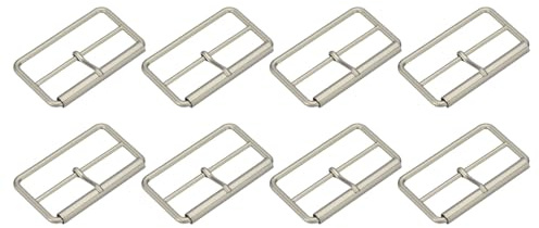 QUARKZMAN 8 Piezas de Hebillas de Rodillo de Metal 50mm (2) Deslizadores Triglides Ajustables de Barra Móvil para Correas de Bolsos y Artesanía en Cuero (Plata Mate)