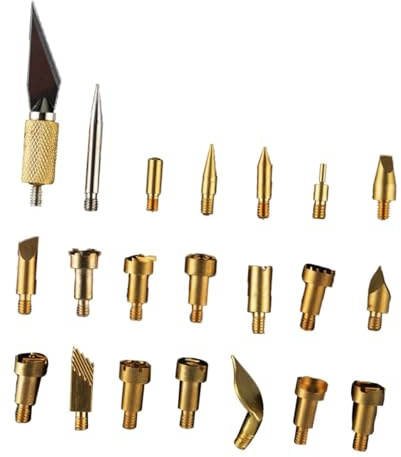 ULDIGI 22pcs Copper Soldering Iron Tips Set for DIY Pyrography and Leather Crafting Lightweight and Durable for Decorative Patterns and Lettering