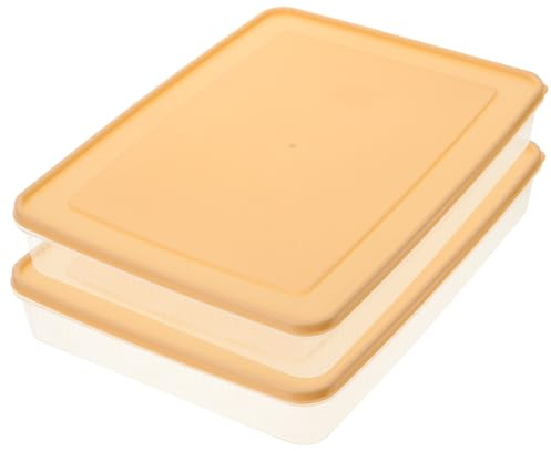 Plastique Boîte à Œufs Beige 2 Pièces pour Réfrigérateur | Empilable, Couvercle Intégré, Grosse Capacité et Alvéole Dédiée, Lot Pratique Rangement la Cuisine