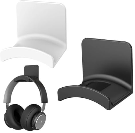 VYIBPDY 4 Piezas Soporte de pared para auriculares de escritorio Soporte universal para auriculares de juegos Soporte de pared, escritorio y mesa (blanco y negro)
