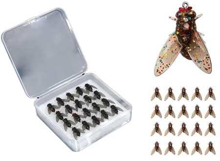 20 Stück Fliegenfischköder, Fliegenfischen-Sortiment, Silikon, künstlicher Angelköder mit geschärftem Haken, Farbe kleiner Fliegenhaken, Fliegenfischköder (braun)