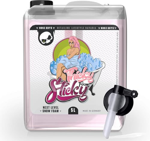 Nuke Guys Thicky Sticky - Snow Foam - pH-neutral, 5L Konzentrat - mit passendem Ausgießhahn - für Pump Sprüher, Schaumlanze, für Folien und matte Lacke geeignet, für dicken Schaum bei der Vorwäsche