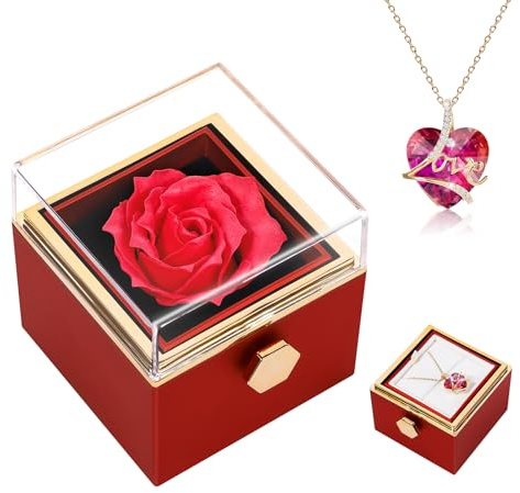 TangDouJM Regali per le donne, rose eterne riservate lei, regali di compleanno, collana cuore rosa, nozze, fidanzata, Natale, San Valentino, festa della mamma