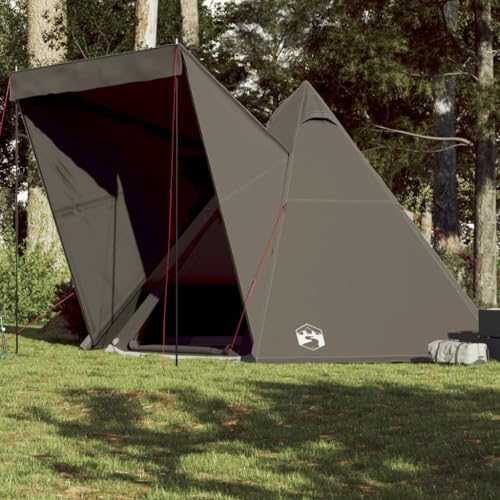 Homgoday Tipi-Familienzelt 6 Personen Familienzelt Trekkingzelt Gartenzelt Wasserdicht Zelt für Camping Reise Trekking Garten Braun Wasserdicht
