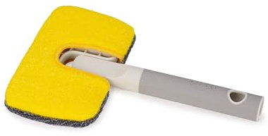 Joseph Joseph CleanTech 2-in-1 Surface Bathroom Scrubber with Microfibre and Abrasive Pads, Soft-Grip Handle