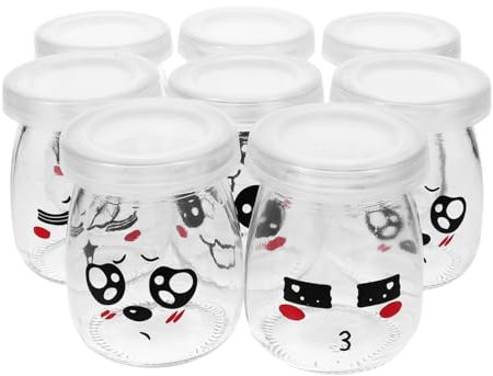 OKUMEYR 8 Pièces Bocaux Yaourt Verre Bouteilles De Pudding Bouteilles De Lait De Gelée Pour Dessert Facile à Nettoyer