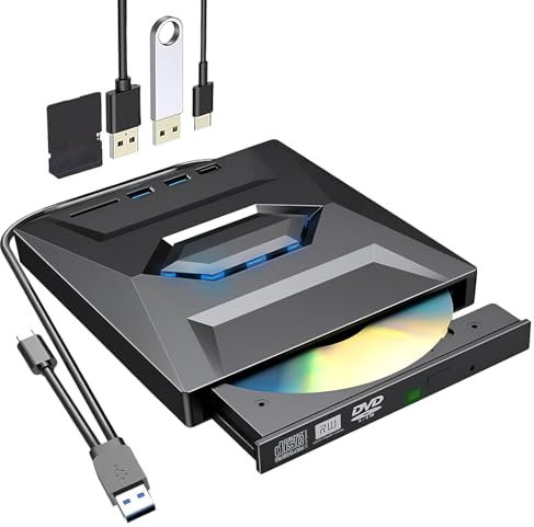 Colexy Unità CD DVD Esterna Portatile USB 3.0 Type C, Masterizzatore DVD e CD Esterno per PC, Laptop, Computer Desktop, Compatibile con Windows XP/Vista / 7/8 / 10/11 / Linux/Mac OS