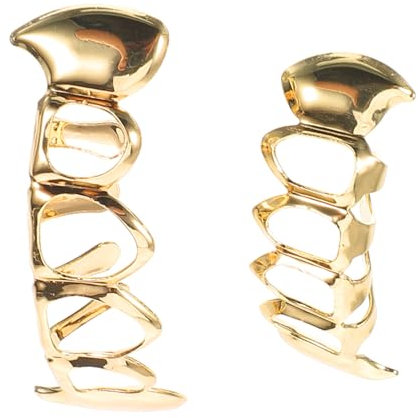 CALLARON Goldene Hip Hop Metal Mouth Grills Dekorative Zähne Mit Hohlem Design Stabil Und Bequem Für Rapper Musikfestivals Und Coole Partys Modisches Accessoire Für Männer Und Frauen