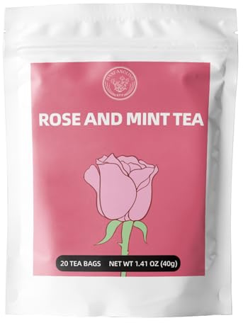 HANGFANGLING Thé à la rose et à la menthe, favorise la digestion, calme et détend, soulage l'anxiété, aide au sommeil, rafraîchit l'haleine, soins de la peau, thé cadeau (20 sachets)