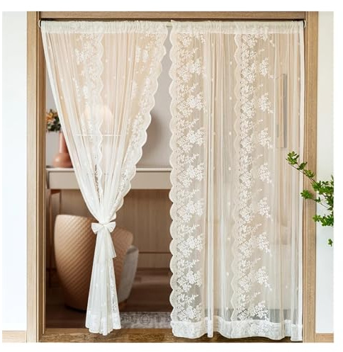 Tenda In Pizzo Tende di lusso in pizzo trasparente con tasca for asta in tulle, finestra, camera da letto, soggiorno, Tende divisoria for la casa Per soggiorno, bagno, cucina(ROD POCKET_W130CM X L150C