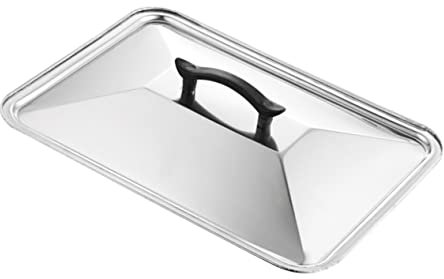 Gatuida Square Plate Stainless Steel Lid Made of Stainless Steel Material for Basting Steaming Cover and Kitchen Use This Pot Lid Is for Hotel Pan Cover and Catering Needs