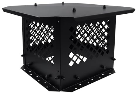 Semetall Chimney Cap - 10 x 10 Square Chimney Cover - Chimney Rain Caps - Fireplace Chimney Caps for Outside Existing Clay Flue, Black (Pack of 1)