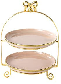 IUokLU Supporto per Dessert Supporto per Torta e Snack Supporto per Dessert Tavolo alla Moda Piatto per Frutta Supporto per Torta a Due Piani Supporto per,Roze-S