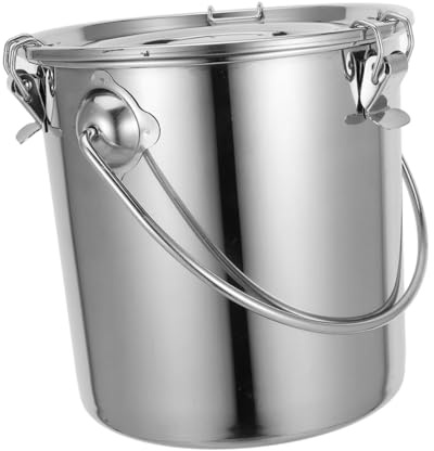 CIYODO Seau Étanche Portable en Acier Inoxydable 9l avec Couvercle Hermétique et Poignée pour Stockage Polyvalent Lait Huile Liquide Camping