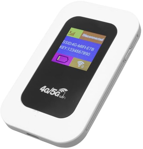 Vikye Tragbarer WiFi -Hotspot, 4G 5G Mobile Router 300 Mbit/S mit SIM -Kartensteckplatz, für Reisen Unterstützt 10 Geräte USB C -Strom mit Digitalem Display