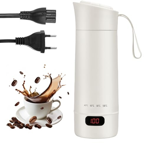 Liten bärbar vattenkokare, 300 W resevattenkokare, liten resevattenkokare, 400 ml mini bärbar elektrisk vattenkopp för uppvärmning, dricksvatten, kaffe, mjölk (220 V vit)