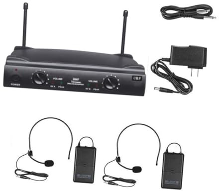 Milisten Dual Uhf Wireless Mikrofon System mit Bodypack Sendern und Headset Mikrofonen Empfänger Kanal Karaoke Set für Erwachsene Kabelloses Funkmikrofon für Hausgebrauch