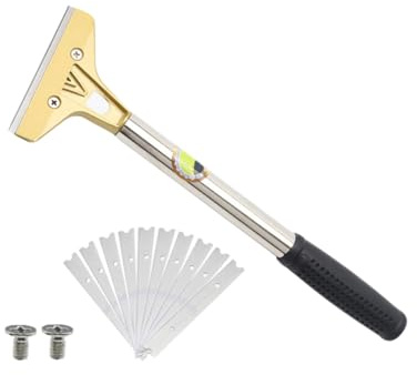 SHINEOFI Rasqueta Limpiadora Ergonómica con Cuchilla para Remover Adhesivos Pegatinas y Suciedad Paredes Azulejos y Vitrocerámica Herramienta Compacta para Hogar Talleres y Escuelas
