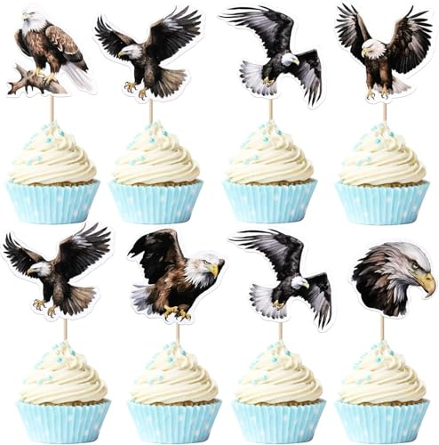 36 Packung Adler Geburtstag Tortendeko Dschungel Safari Tiere Cupcake Topper Tiere Figur Kuchen Topper Picks Adler Kuchendeko für Geburtstag für Kinder Kuchen Deko Party Zubehör