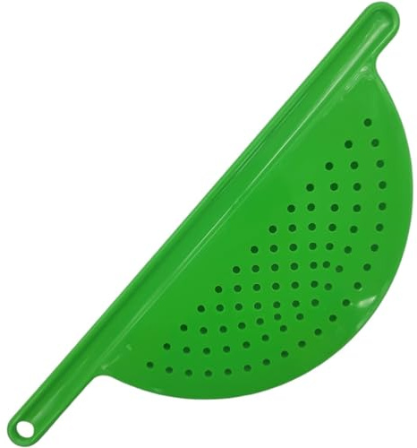 Handheld Strainer 15x5 Inch Fine Mesh Green Color Plastic Strainer with Handle & Hanging Hole for Pasta/Noodle/Fruit/Vegetable