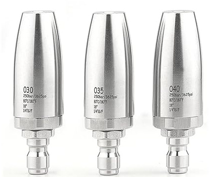 Ugello turbo rotante in acciaio inox per idropulitrice ad alta pressione (360°) - Nucleo in ceramica - Fino a 4000 PSI - Attacco rapido da 1/4 - Per la pulizia di auto, patio e calcestruzzo - 1 pezzo