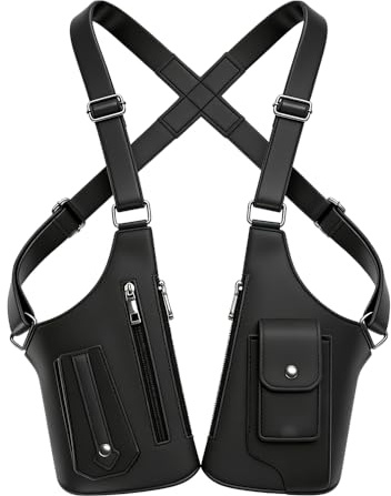 HOVCEH Bandoleras Hombre, Doble Hombro Múltiples Bolso Hombre Bandolera, Ajustable Antirrobo Pistolera Hombro para llaves, Cartera y Teléfono