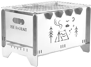 Réchaud à bois pliable et résistant au vent - Fours de camping portables - Pour pique-nique, randonnée, pique-nique, camping - En acier inoxydable - Charbon amovible - Bois de chauffage - Mini gaz