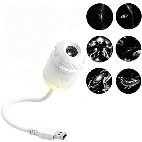 Baomaeyea 2-in-1 Galaxy Projector Night Light,USB Portable Starry Sky Night Light Projector for Bedroom,Mini LED Nightlight Wall Lamp with 360° Rotation, with Projection Films(6 Projection Films)