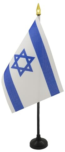 AZ FLAG Bordsflagga Israel 15x10 cm Israelisk 100D Polyester Plastfot