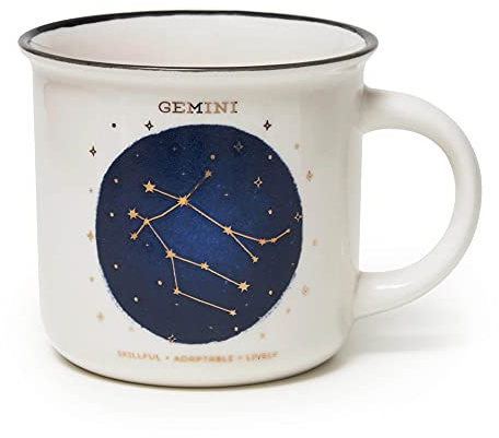 Legami - Tazza, Count Your Lucky Stars, Tazza in Porcellana New Bone China, Segno Zodiacale Laminato in Oro, Utilizzabile in Lavastoviglie, Capacità 350 ml, Tema Gemini