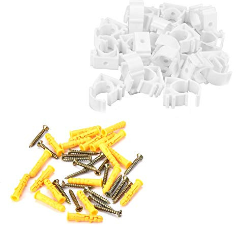 Rohrschelle PPR 20 Stück 16/20/25/32mm Mit Schrauben Befestigen Für Wasser Gas Rohrinstallation (20mm) Rohrschnalle Rohrhalterung Befestigungsschelle