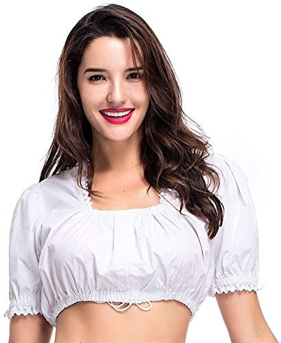 Boolavard Traditional Bavarian Oktoberfest Blouse German Dirndl (XL) White