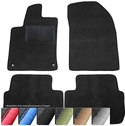 moto-MOLTICO Fußmatten Auto - Velours Autoteppiche | passend für Peugeot 307 CC FL (2005-2008) - 4-teiliges Set - Schwarze Automatten mit Schwarzen Ziernähten