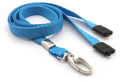 EasyBadge Light Blue Lanyards for ID Badges with Safety Breakaway, 100 Pack