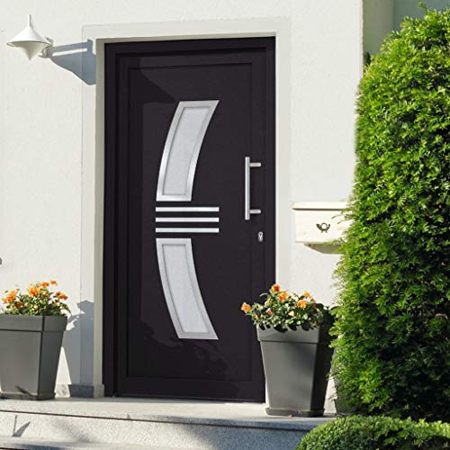 vidaXL Haustür mit Türgriffsatz Befestigungsset Dichtungsband Nebeneingangstür Eingangstür Wohnungstür Tür Außentür Kellertür Anthrazit 108x208cm