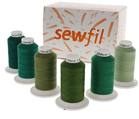 Sewfil hem - polydacor 120 - 6 x 1 000 meter polyesterbelagd sytråd 6 kottar Pack (MIX 68 - Green)