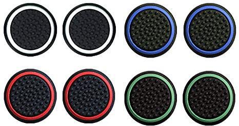 Aibada Cubierta Protectora de Apretones de Pulgar de Silicona para PS5，PS4, Xbox 360, PS3 Controladores, 4 Pares, Colores Mezclados