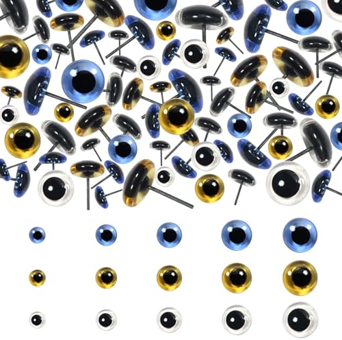 TOAOB Glasaugen zum Basteln, 3 Farben, 6 mm bis 12 mm, 150 Stück | Nadelfilz-Bastelarbeiten, DIY-Puppentiere