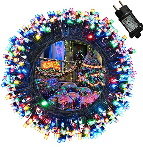 Moxled Lichterkette Weihnachtsbaum - 35M 350 LED Bunt Lichterkette Außen Strom mit Timer Speicherfunktion, Grünes Kabel, Wasserdicht 12 Modi Weihnachtsbeleuchtung für Garten Weihnachtsdeko